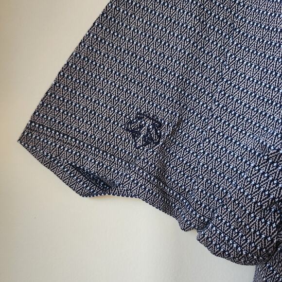 Descente International Collection Golf Polo Mens Size XL Blue Brown Allianz Vtg - Picture 2 of 9